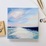 A Sense of Belonging original Coastal oil painting of dramatic evening sky and beach